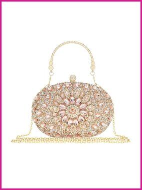 Rhinestone Crystal Clutch Evening Bag Sparkly Sunflower Handbag